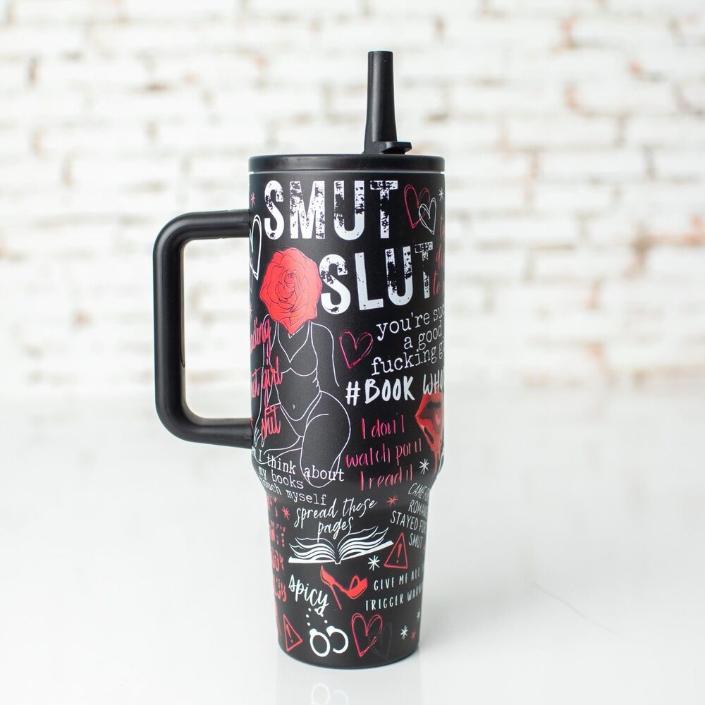 NEW 40oz BookTok Book Club Romance Tumbler Stainless Steel Cup Handle Lid Straw